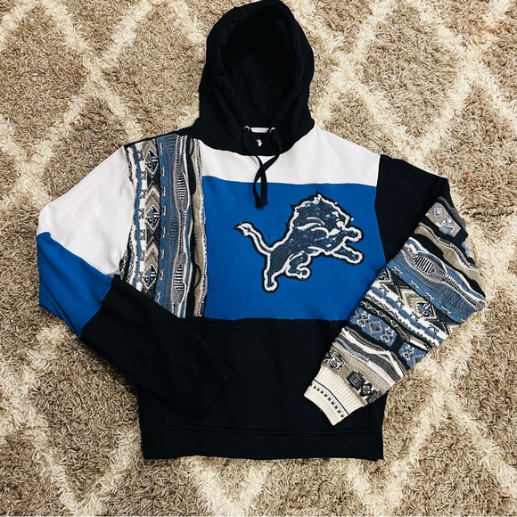 NFL Tops - Detroit Lions sweatshirt! Custom made coogi style blue and black hoodie size XL!